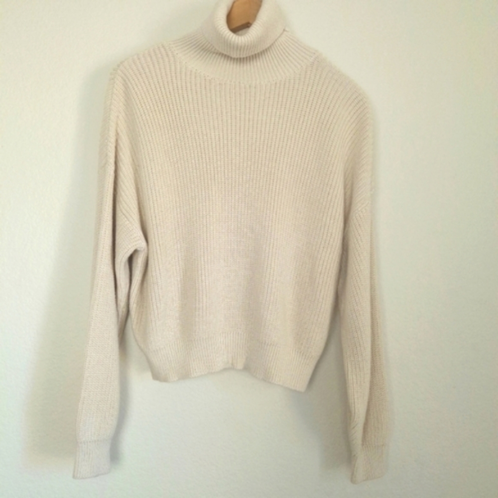 Brandy Melville Cream Agnes Balloon Sleeve Turtleneck OS